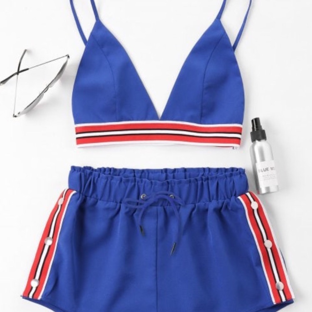 Blue and Red Two Piece Set